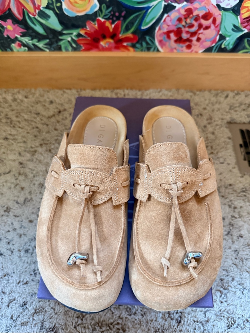 Suede Tassel Backless Mules in Tan - Picture 5 of 7